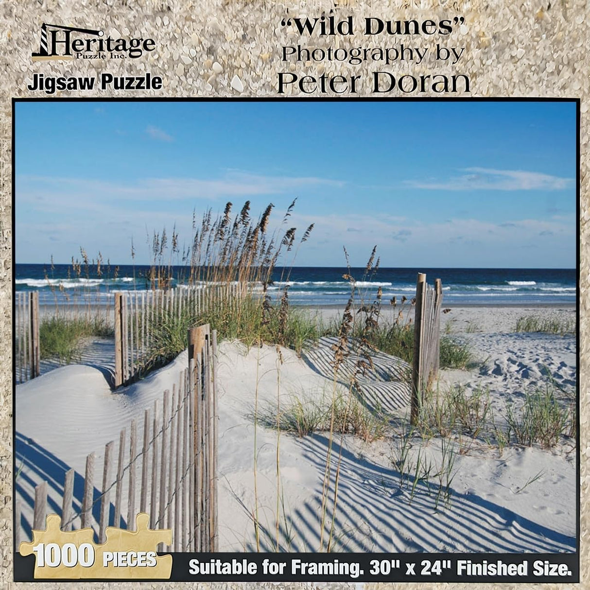 Heritage Puzzle Inc. Wild Dunes 1000 Piece Puzzle - Beach Theme Jigsaw for Adults, Ocean Puzzles, 30x24 inches, Cardboard, 1000 Units, Made in USA Heritage Puzzle Inc.