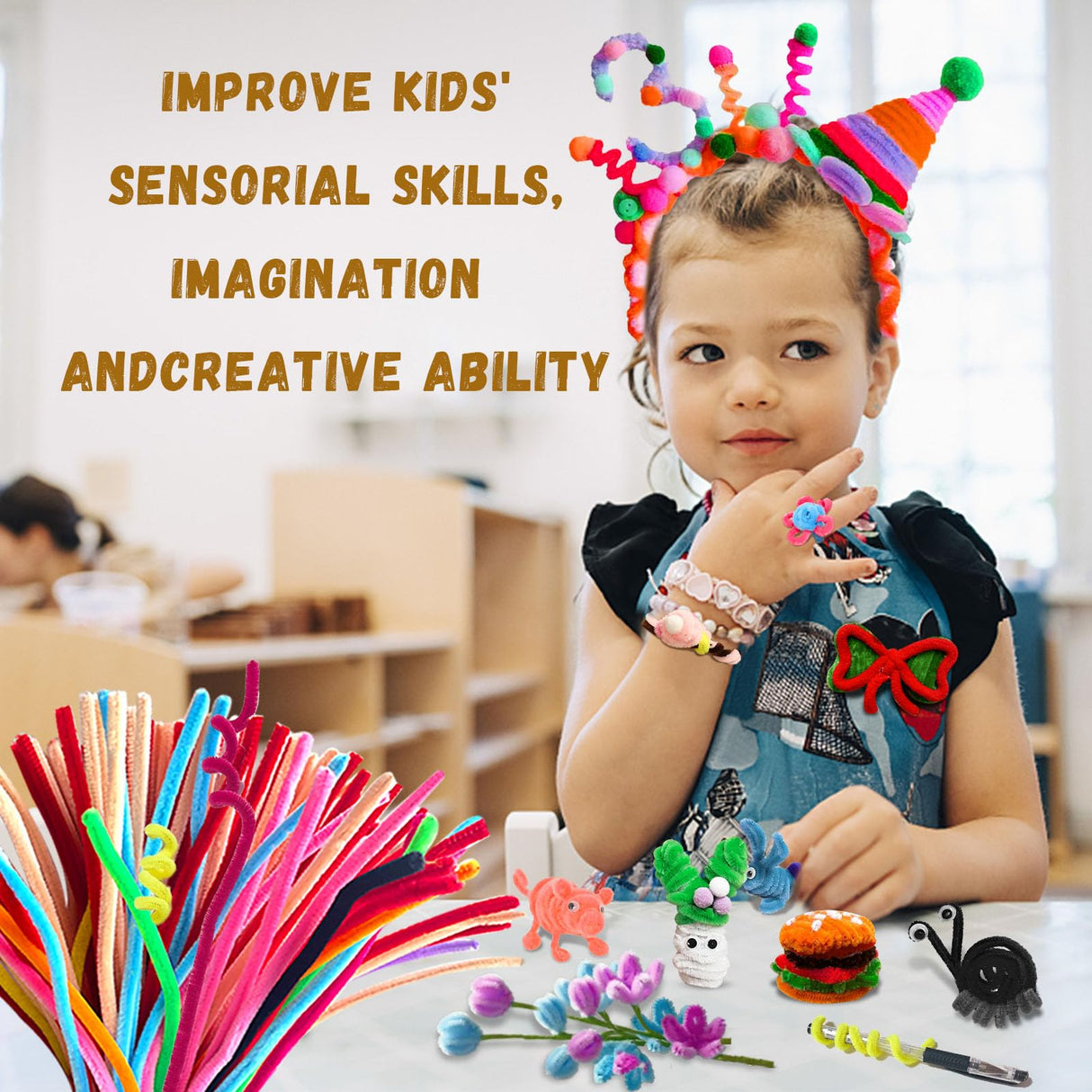 Pipe Cleaners Craft Bulk,Kids Toys & Games Gifts,200pcs Arts Crafts,Chenille Stems Art Supplies for Projects Creative DIY Room Decor,Christmas Decorations,Juegos para Niños Fidget Toys for Ages 5-7 VZF