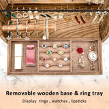 DGWJSU Jewelry Organizer Stand, 5 Layer Earring Holder Organizer with Necklace Holder, Rustic Wood Earring Organizer Display for Stud Earring Bracelet Necklace Ring, Watches DGWJSU