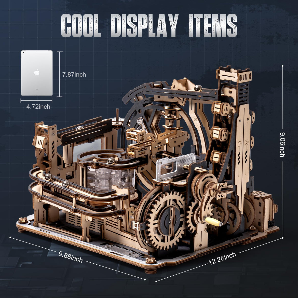 RoWood 3D Puzzles for Adults,Electric Marble Run Model kits,2024 New Wooden Puzzles for adults,Wooden Model Kits Spaceport,Creative Gifts for Adults&Teens rowood