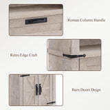 RedLemon Bookshelf with Storage Cabinet, 72" Tall Farmhouse Bookcase with Adjustable Shelves and Barn Door, 4 Tier Office Wood Bookshelf with Drawer for Office Library Living Room (Light Rustic Oak) RedLemon