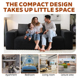 63" Cloud Loveseat Sofa - Boneless Deep Seat 2-Seater, No Assembly Foam Floor Couch, Plush Corduroy Fabric, Modern Living Room Sofa for Small Space Apartment, Bedroom, Office (Black, 63") Klwenas Maec