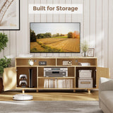 AntsandAnts TV Stand for 70 Inch TV, Fluted Modern Entertainment Center with Storage, Media Console Cabinet w/Adjustable Shelves & Doors, Wood TV Stands for Living Room, Bedroom, Natural Oak AntsandAnts