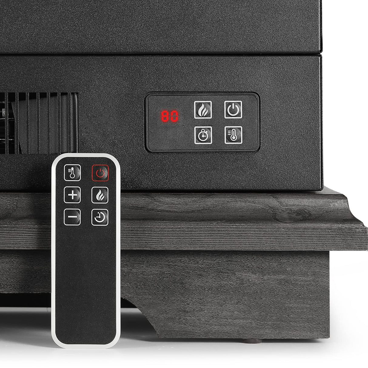 TURBRO Firelake 27-Inch Electric Fireplace Heater - Freestanding Fireplace with Mantel, No Assembly Required - 7 Adjustable Flame Effects, Overheating Protection, CSA Certified - 1400W, Black Walnut TURBRO