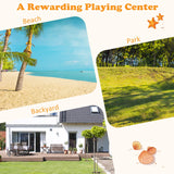 HONEY JOY Sandbox with Cover, 47x47 in Cedar Bottomless Sand Pit for Backyard Deck Patio Lawn, 2 Foldable Bench for Sand Protection, Square Wooden Sand Boxes for Kids Outdoor with Lid HONEY JOY