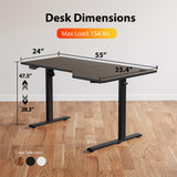 Agilestic Electric Standing Desk, L-Shaped 55 Inches Height Adjustable Desk, Sit and Stand up Desk for Work Office Home, Ergonomic Rising Computer Table for Home Office with Splice Board, Black Agilestic