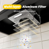 FIREGAS Black Range Hood 36 inch Under Cabinet, Ducted/Ductless Convertible Kitchen Hood, Black Painted Stainless Steel Vent Hood with LED Light,2 Speed Exhaust Fan FIREGAS