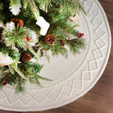 LimBridge Knitted Christmas Tree Skirt: 36 Inches Cream White Tree Skirt, Diamond Edge Cable Knit Thick Rustic Christmas Tree Decorations, Christmas Decor Xmas Holiday Home Party Decorations LimBridge