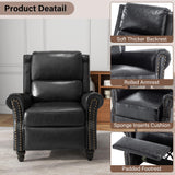 UIXE Pushback Recliner Chairs Set of 2, PU Leather Armchair Push Back Accent Chair, Rivet Trim Club Chair Home Theater Overstuffed Single Sofa Reading Seat for Living Room, Black UIXE