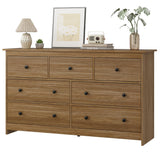 JOZZBY 55" Walnut Dresser for Bedroom, 7 Drawer Wood Large Dresser with Metal Knob, Modern Chests of Deep Drawers Organizer for Home Office, Hallway JOZZBY