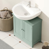 HOMCOM Under Sink Bathroom Cabinet, Pedestal Sink Storage Cabinet with 2 Doors, Shelf and U-Shape, Dark Green HOMCOM
