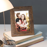 8x10 Picture Frames Set, Set of 4 Wooden Picture Frames Real Tempered Glass and Composite Wooden Rustic Rounded Corners Photo Display for Tabletop Wall Mount (Brown) SEEDLING PHOTO FRAME