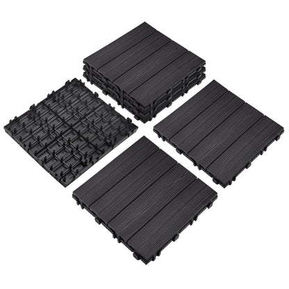 Design House Square Deck Tiles, Interlocking Wood Composite Decking, 1000lb Weight Capacity, Waterproof and UV Protected, Modern Ebony Black, 12-Inch by 12-Inch, 6-Pack