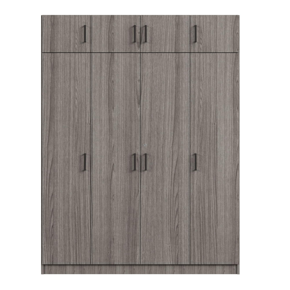 Merax 4 Doors Storage Wardrobe with Hanging Rail, Large Wardrobe Closet with 1 Drawer, Wooden Wardrobe Closet Organizer with Top Cabinet for Bedroom, Laundry Room, Gray Merax