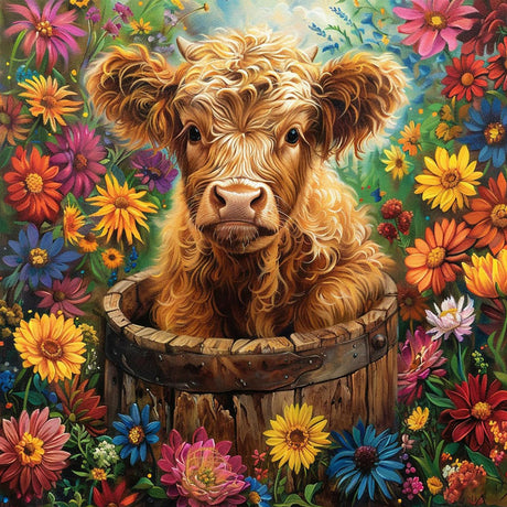 NEWENMO Diamonds Painting Kits for Adults Beginner DIY 5D Colorful Flowers Diamond Paint with Round Diamonds, Full Drill Gem Art Highland Cow Diamonds Art Painting for Home Wall Decor 12x12 Inch NEWENMO