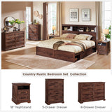 ACCOHOHO 18" Farmhouse Nightstand with Charging Station,End Table with 2 Drawers Storage,Side Table,Bedside Cabinet for Bedroom,Living Room,Brown ACCOHOHO