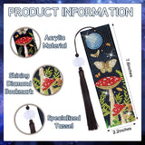 Sitsink Mushroom Diamond Art Kits - 6 Pcs Crescent Moon Mushroom Diamond Art Bookmarks with Tassels, Acrylic Bookmark Diamond Painting Kits for Adult, Boho Diamond Book Markers Sitsink