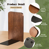 Eaasty 4 Pairs Wood Book Ends Walnut Bookends 5.2 x 3.2 x 4.2 Inches Sturdy Book Stoppers Book Holder Office Desk Decor Wood Desk Accessories Large Office Book Stand for Books, Decorative Book Shelf Eaasty