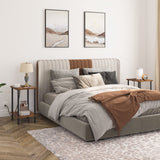 HOOBRO Side/End Table with Charging Station, Set of 2 with USB Ports and Outlets, Nightstand with 2-Layer Storage Shelves for Small Spaces, Living Room, Bedroom, Rustic Brown BF09UBZP201 HOOBRO