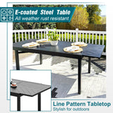 PHI VILLA 9 Piece Outdoor Dining Table Set for 8, Expandable Rectangular Iron Dining Table & Rattan Wicker Chairs with Cushions, Large Dining Furniture Set for Patio, Deck, Yard PHI VILLA