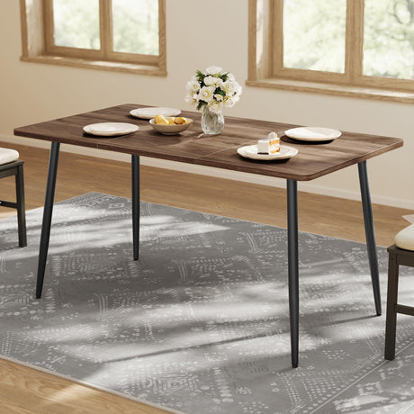 VASAGLE Dining Table, Dining Room Table for 4-6 People, Modern Farmhouse, for Kitchen, Quick Assembly, Heat-Resistant Surface, 29.5 x 55.1 x 29.5 Inches, Natural Walnut and Ink Black UKDT100K02V1 VASAGLE