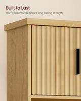 VASAGLE MAXE Collection - Bathroom Cabinet Wall Mounted, Over Toilet Hanging Cabinet with Adjustable Shelf, Towel Bar, Fluted Doors, 7.9 x 17.7 x 24 Inches, Transitional, Oak Beige UBBK137Y01S VASAGLE