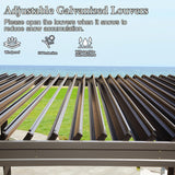 Domi Outdoor Louvered Pergola 10x20FT with Adjustable Steel Roof, Outdoor Aluminum Frame Rainproof Pergola for Backyard, Garden and Lawn,Brown domi outdoor living