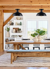 HMVPL Semi Flush Mount Ceiling Light Fixture, Farmhouse Light Fixtures, Black Outdoor Close to Ceiling Light for Porch, Entryway, Hallway, Foyer, and Gazebo HMVPL