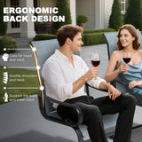 NUU GARDEN 7-Piece Outdoor Patio Dining Set with 6 Padded Textilene C-Spring Chairs and 61 x 37 Inch Table with 1.8 Inch Umbrella Hole for Patio Deck Garden Backyard Indoor Outdoor Use Black Blue NUU GARDEN