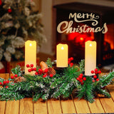 Brightown 20.5“ Iron Christmas Candle Holder, Pine Needles, Red Berries, Gold Balls and Golden Branches Tabletop Decoration with 3 Candle Holders for Christmas Home Decoration Brightown