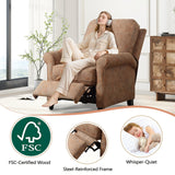 ANJ Push Back Recliner Chair, Textured Fabric Overstuffed Wingback Recliner, Adjustable Pushback Chair with Padded Seat and Back, Single Reclining Sofa for Living Room, Bedroom(Retro Brown) ANJ