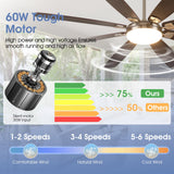MADSHNE 72 Inch Large Ceiling Fans with Lights and Remote, Outdoor Ceiling Fan with Lights for Patio, Industrial Commercial Ceiling Fan with 6-Speed Reversible DC Motor, 3 CCT,Sand Nickel MADSHNE