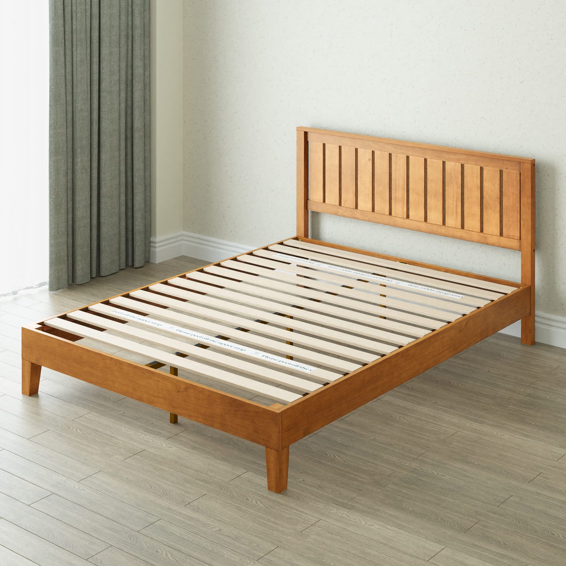 ZINUS Alexis Deluxe Rustic Pine Platform Bed Frame with Headboard – No Box Spring Required, Easy Assembly - WoodArtSupply