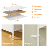 YILQQPER LED TV Stand with Power Outlet for Living Room, TV Media Console for TVs 50 Inch, Modern Dresser TV Stand with 4 Fabric Drawers & Shelves, Media Entertainment Center for Bedroom, White YILQQPER