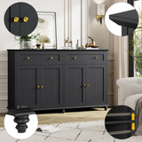 finetones Buffet Cabinet with Storage, 55.1” Large Sideboard Buffet Cabinet, Black Kitchen Cabinet Display Cabinet with 2 Drawers and 4 Doors, Wood Coffee Bar Cabinet for Kitchen Dining Room finetones