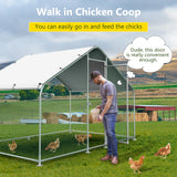 Lyromix 10x6.6FT Large Metal Chicken Run with Roof, Walk-in Poultry Cage Chicken Coop Runs House for Yard with Waterproof Cover, Ducks Rabbits Habitat Cage Spire Shaped Coop Lyromix