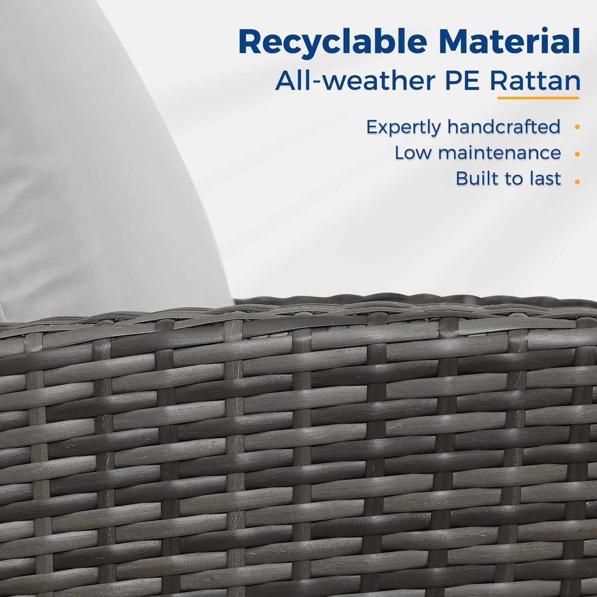 Wisteria Lane 4 Piece Outdoor Patio Furniture Sets, Wicker Conversation Set for Porch Deck, Gray Rattan Sofa Chair with Cushion Wisteria Lane