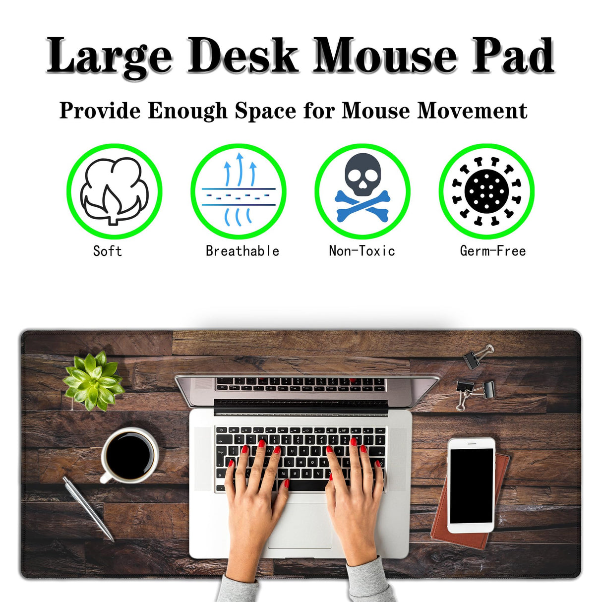 Samgula Gaming Mousepad Computer Desk Pad, Computer Desk Mats XXL Mouse Pad, Pc Gaming Mat Waterproof Non-Slip Rubber Base, 35.4" X 15.7" for Work/Game/Office Dark Wood, Vintage Natural Wooden Board Samgula