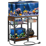 20-29 Gallon Aquarium Stand with 6 ft Power Strip, 5-Tier Metal Frame Fish Tank Stand 20 Gallon Fish Tank Stand 31.5" L*15.75" W Tabletop 400lbs Capacity (Vintage Brown, 20-29 Gallon) Kalrin