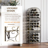 HOMCOM 45 Bottle Wrought Iron Wine Rack Jail with Lock - Antique Bronze HOMCOM
