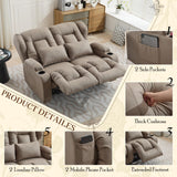 SAMERY 54.2" RV Loveseat Recliner Sofa, Manual Recliner Loveseat RV Sofa Home Theater Seating with Arm, Cup Holders and Side Pocket for Living Room/Office/Apartment SAMERY