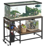 Becuddler 55 Gallon Fish Tank Stand with Charging Station, 49.2x13.8 Metal Aquarium Stand with 3-Tiers Adjustable Storage Shelves, 6-Legs Reptile Terrarium Stand, 700 LBs Becuddler