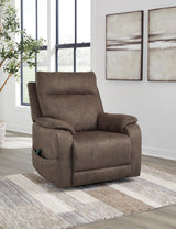 Signature Design by Ashley Crestmeade Modern Dual Motor Power Lift Recliner with Adjustable Backrest, USB Ports, Heat and Massage Function, Dark Brown Signature Design by Ashley