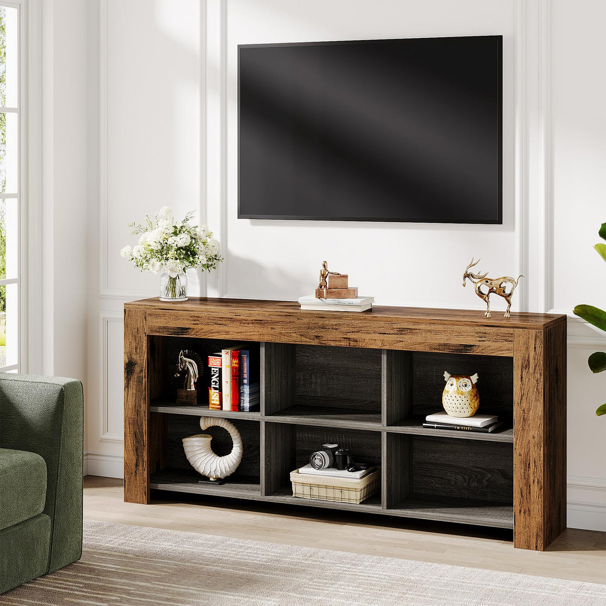 Tribesigns Industrial Rustic 6-Cube Horizontal Bookcase for Home & Office Tribesigns