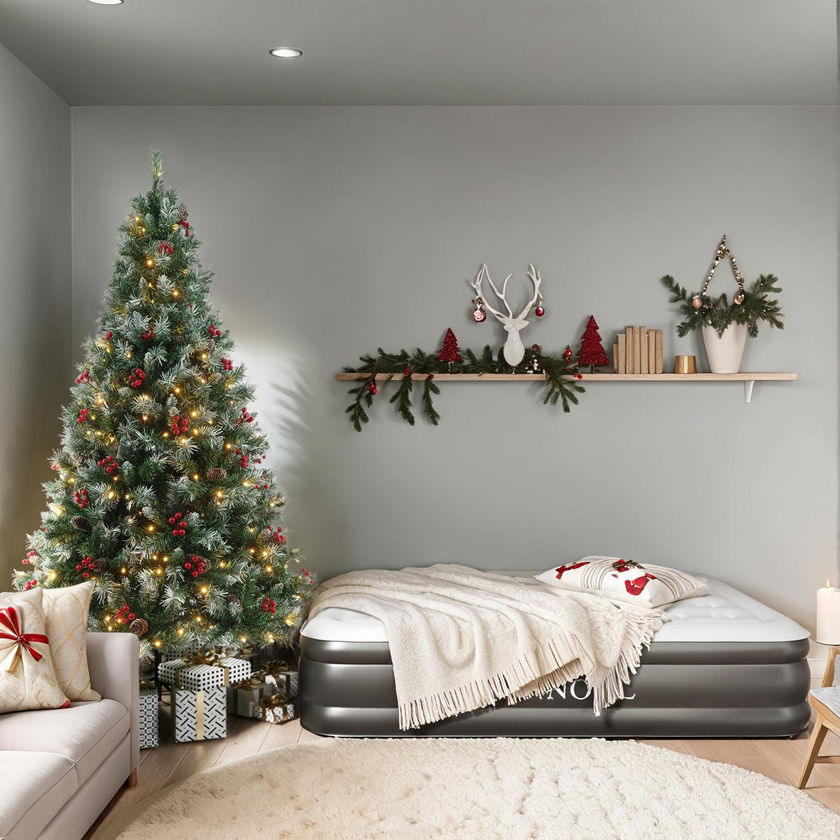 SENNOUL Prelit Christmas Tree with Lights 6ft - Premium Artificial Christmas Tree, with 874 Branch Tips and 250 Warm Lightsm, Support Automatique, Easy Assembly,Perfect Choice for Xmas Decorations SENNOUL