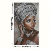 Elegant African Woman 5d DIY Diamond Painting Kits for Adults,Full Round Diamond Mosaic Art, DIY Handmade Gifts,Diamond Art Kits for Home Decor 15.7x27.5inch KUFWKEY