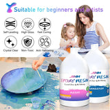 JINH Epoxy Resin 2 Gallon, Upgraded Crystal Clear Epoxy Kit UV Resistant No Bubble Self Leveling, 1 Gallon Resin and 1 Gallon Hardener Kit for DIY Art, Jewelry, Resin Art, Molds, Countertops JINH