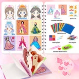 Tudaymol 4-in-1 Art & Craft Activity – DIY Dress Up Stickers, Makeup Kit, Foil & Gems Art, Creative Princess Fun, Costume Ideas & Accessories, Travel Toy, Gifts for Girls Ages 4-8-12 Tudaymol