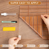 DKTIE Wooden Blinds Pattern Decorative Window Privacy Film, Sun Blocking Heat Control, Static Cling No Glue, with Installation Tools, Stained Glass Window Film (S531, 17.7" x 78.7") dktie