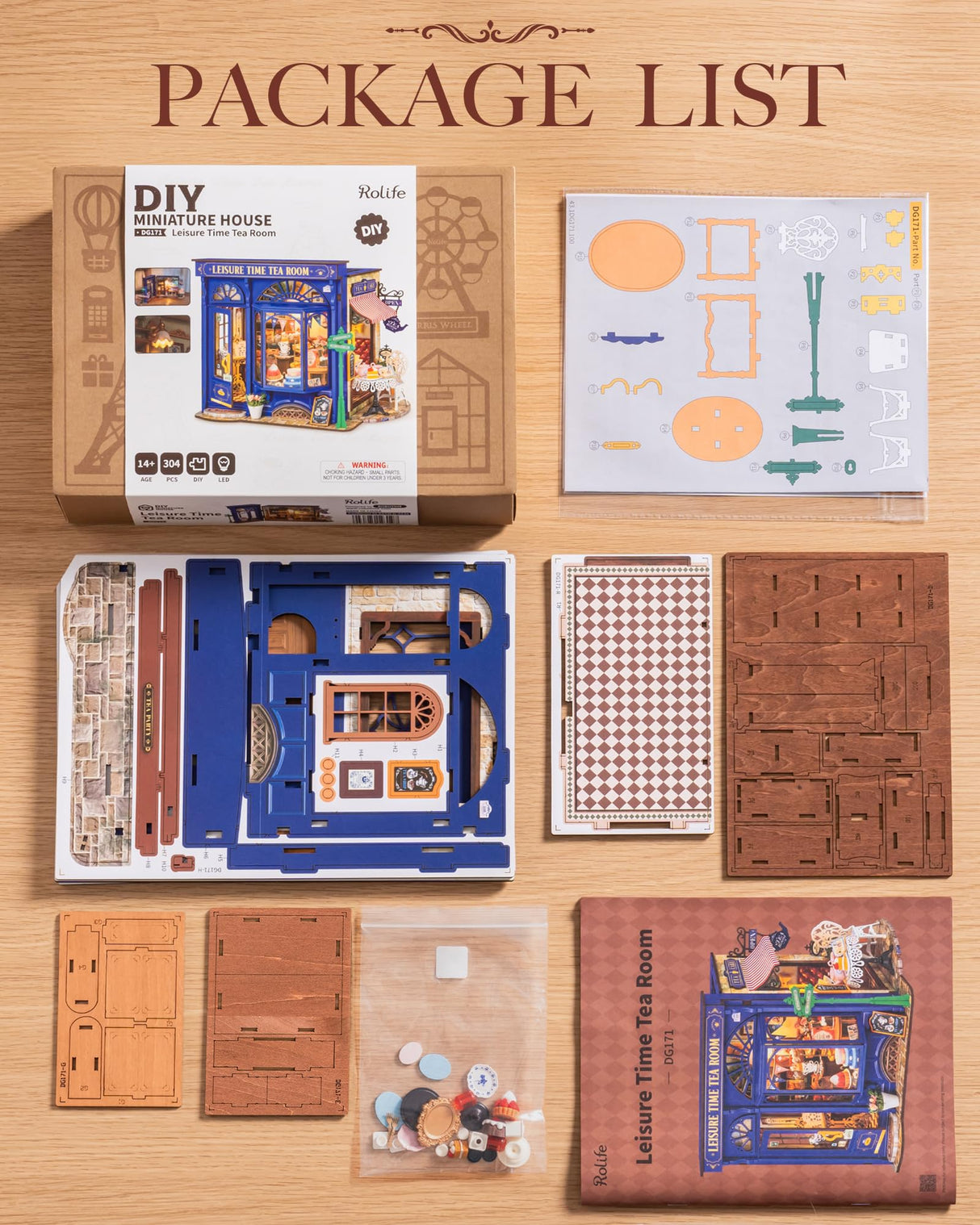 Rolife DIY Miniature House Kit Leisure Tea Time, 3D Book Nook Openable Bookshelf Decor for Adults, Mini Model House Kits, DIY Crafts Kit Halloween for Adults (Leisure Tea Time) Rolife